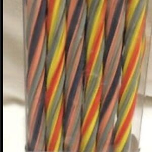 Spiral Stripe Decorative Candles in Yellow, Orange & Black
